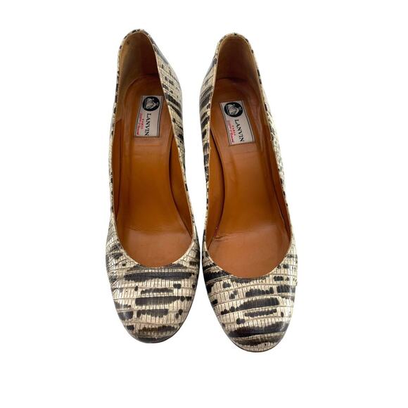 LANVIN Women's Shoes Snake Print Leather Ballerina Espadrille Wedge Heels EU 39 - Picture 4 of 16